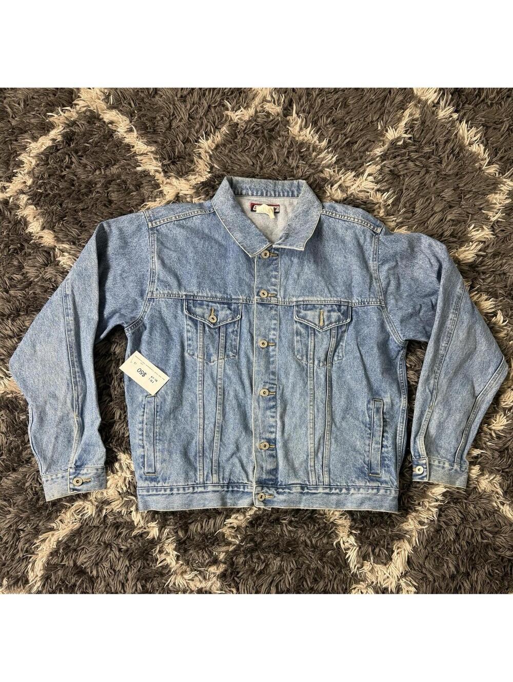 Vintage Brittania Trucker Denim Jean Jacket Adult Large Blue Button Long Sleeve